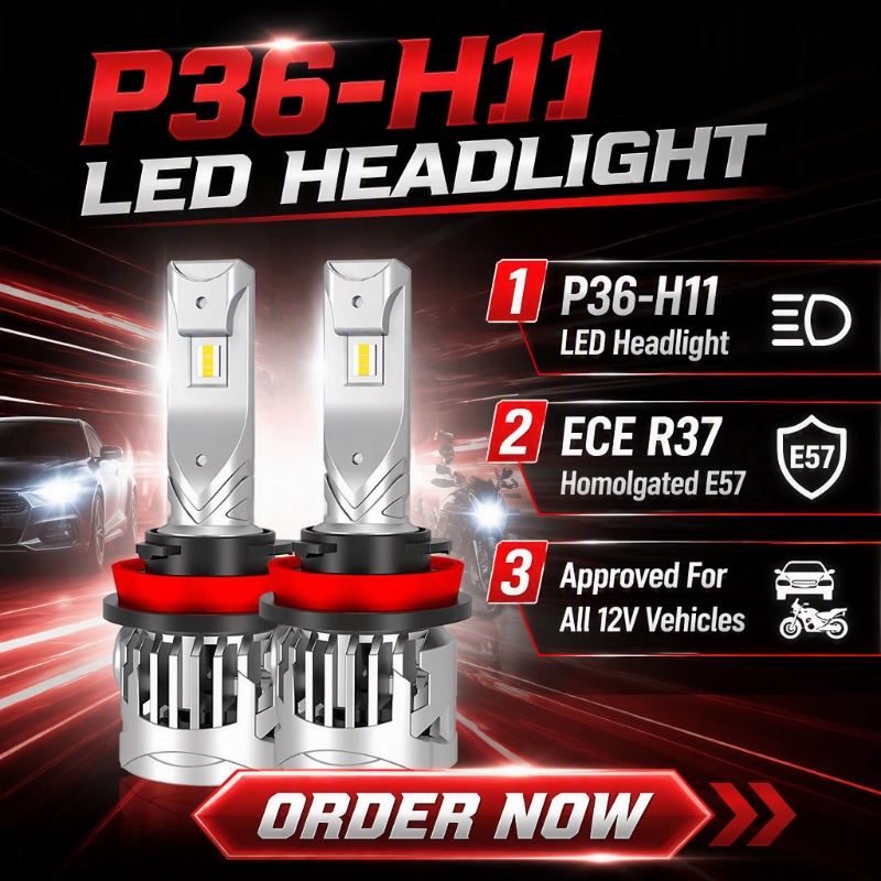 Luxfighter лансираше ECE R37-сертификуван P36 H11 LED сијалица за фарови
